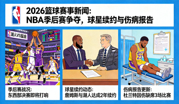 2026篮球赛事新闻：NBA季后赛争夺，球星续约与伤病报告