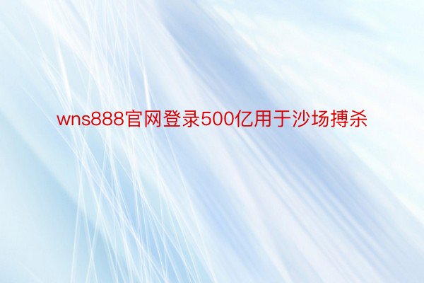 wns888官网登录500亿用于沙场搏杀