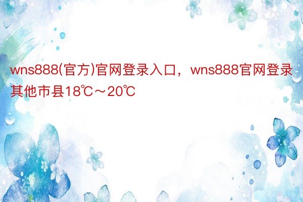 wns888(官方)官网登录入口，wns888官网登录其他市县18℃～20℃