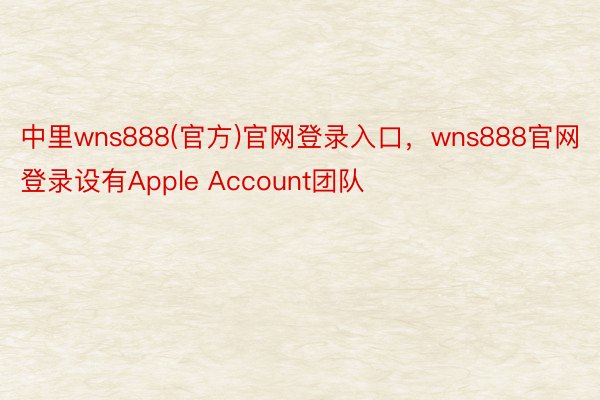 中里wns888(官方)官网登录入口，wns888官网登录设有Apple Account团队